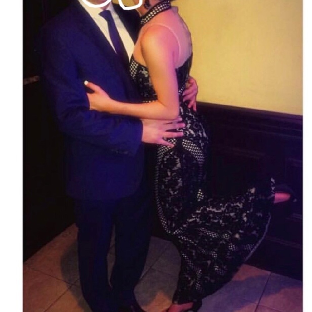 Black and nude floor length dress